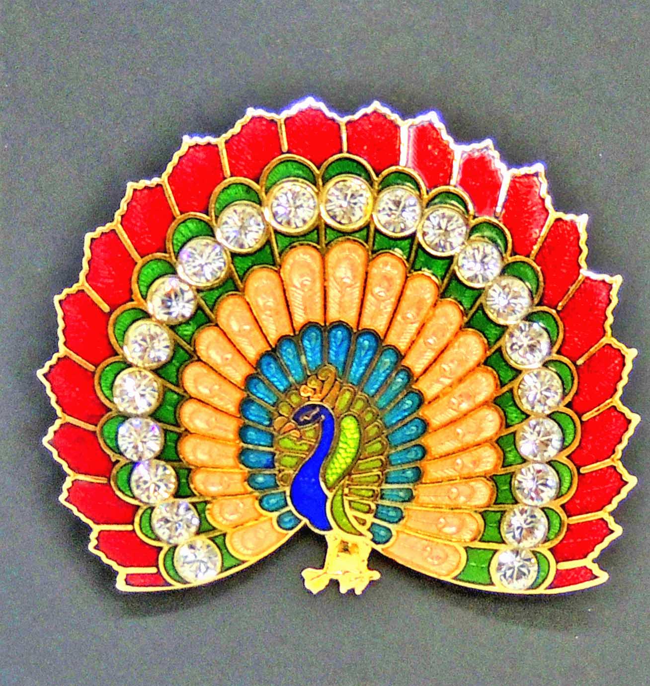 Peacock Enamel Brooch